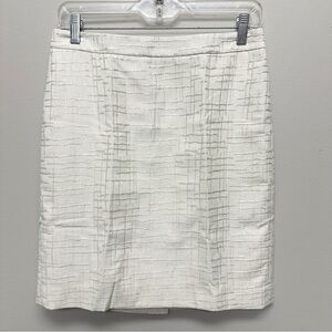 Ann Taylor Loft Sz 2 XS Cream Silver Metallic Straight Pencil Skirt
